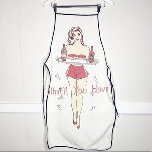 VTG Sexy Pinup Lady Whiskey Champagne Bar Apron